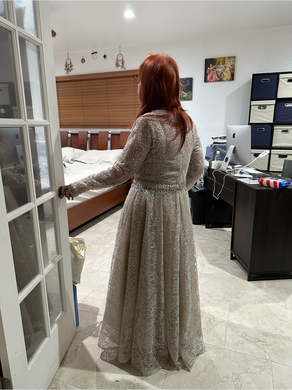Mac Duggal Champagne-Beige Embellished maxi dress,gorgeous. - Picture 3 of 6